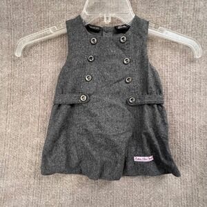 Calvin‎ Klein Jeans Baby Gray Wool Blend Sleeveless Dress 12M Cute